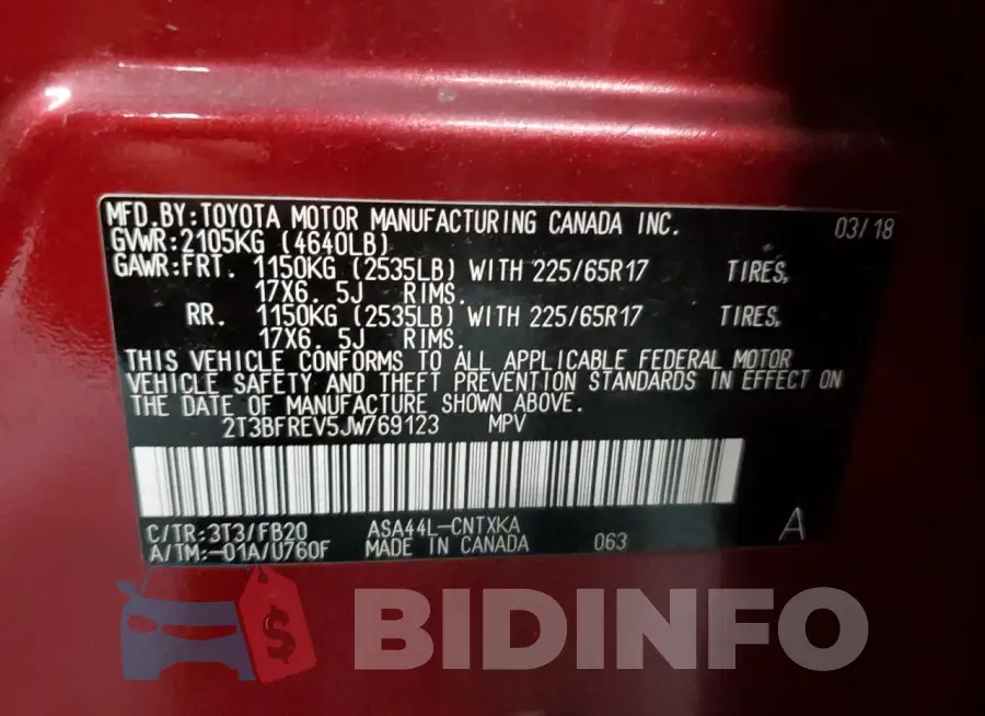 2T3BFREV5JW769123 Photo# 13