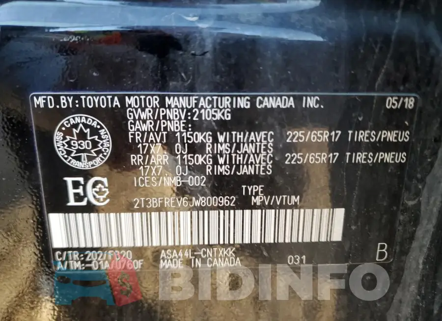 2T3BFREV6JW800962 Photo# 13