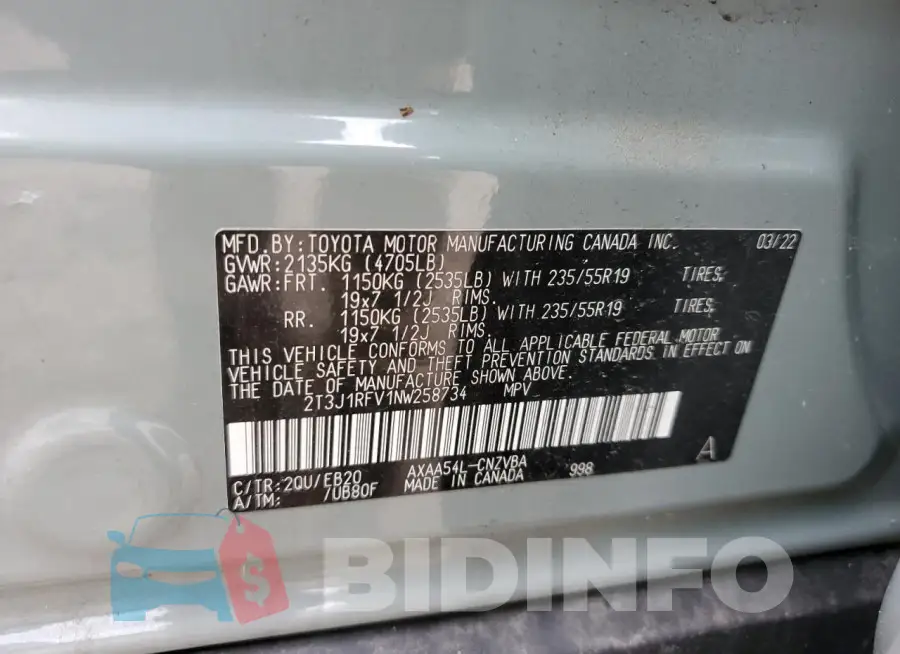 2T3J1RFV1NW258734 Photo# 12