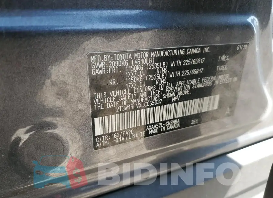 2T3W1RFVXLC055037 Photo# 14