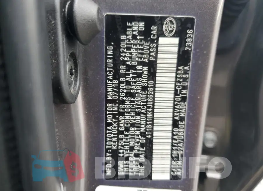 4T1B11HK4JU662610 Photo# 13