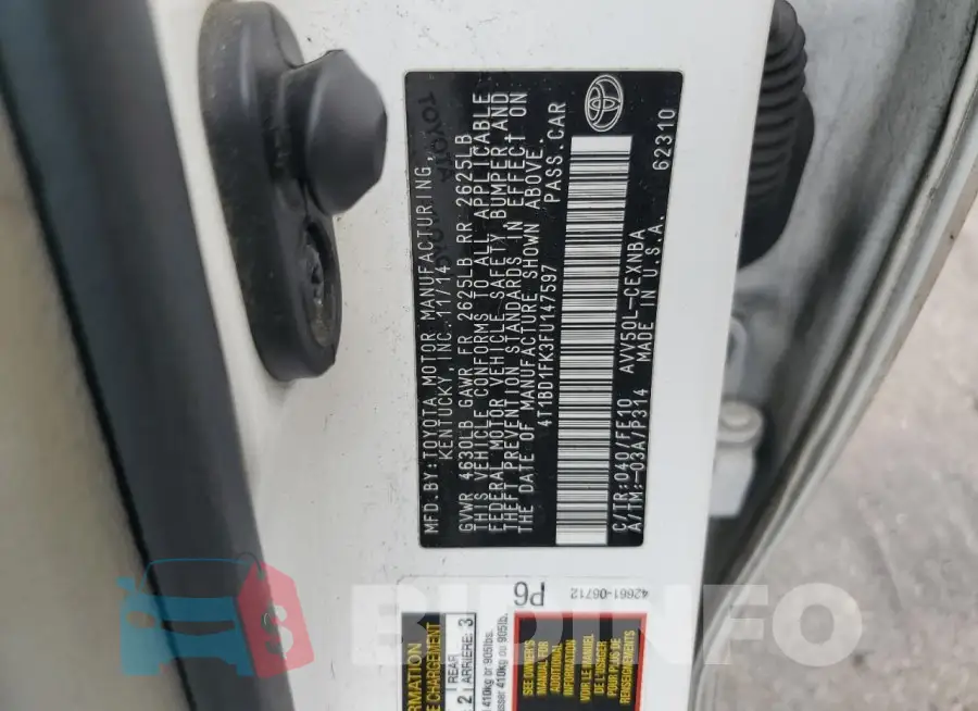 4T1BD1FK3FU147597 Photo# 12