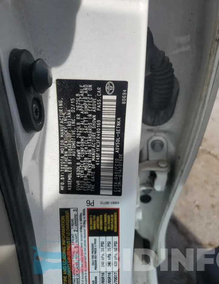 4T4BF1FK3FR480169 Photo# 12