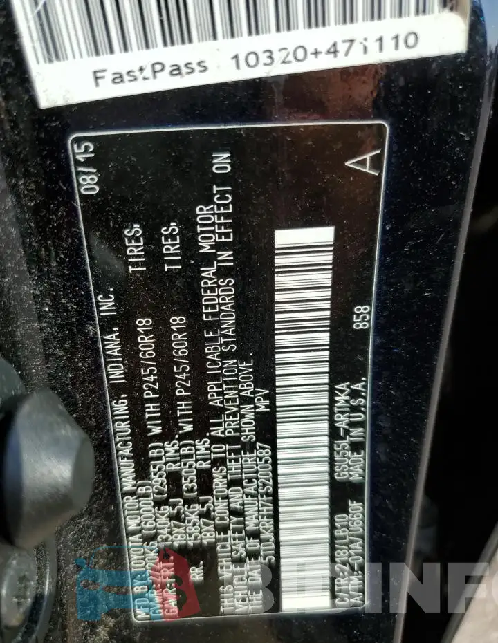 5TDJKRFH7FS200587 Photo# 13
