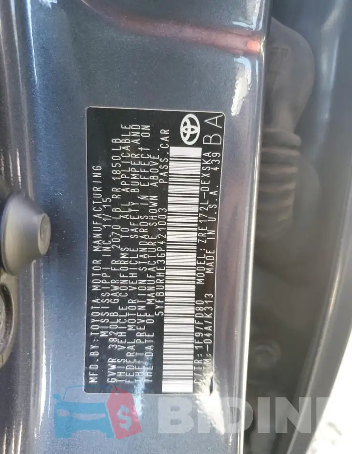 5YFBURHE3GP421003 Photo# 13