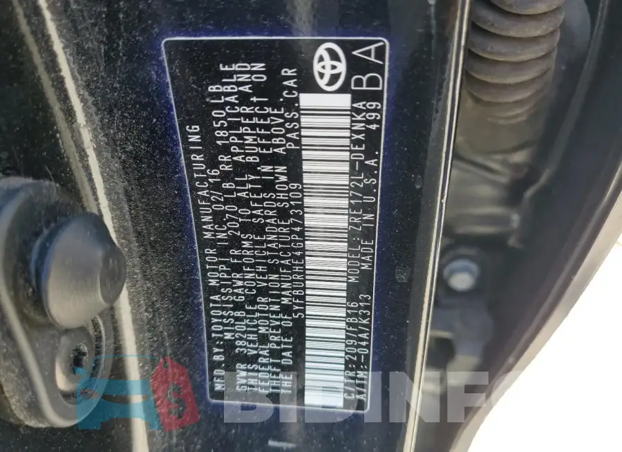 5YFBURHE4GP473109 Photo# 12