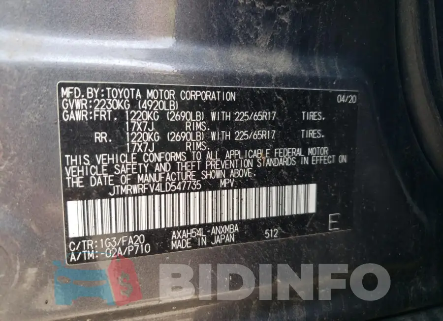 JTMRWRFV4LD547735 Photo# 14