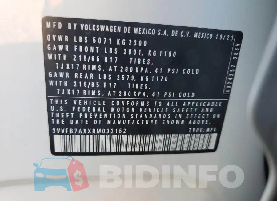 3VVFB7AXXRM032152 Photo# 14