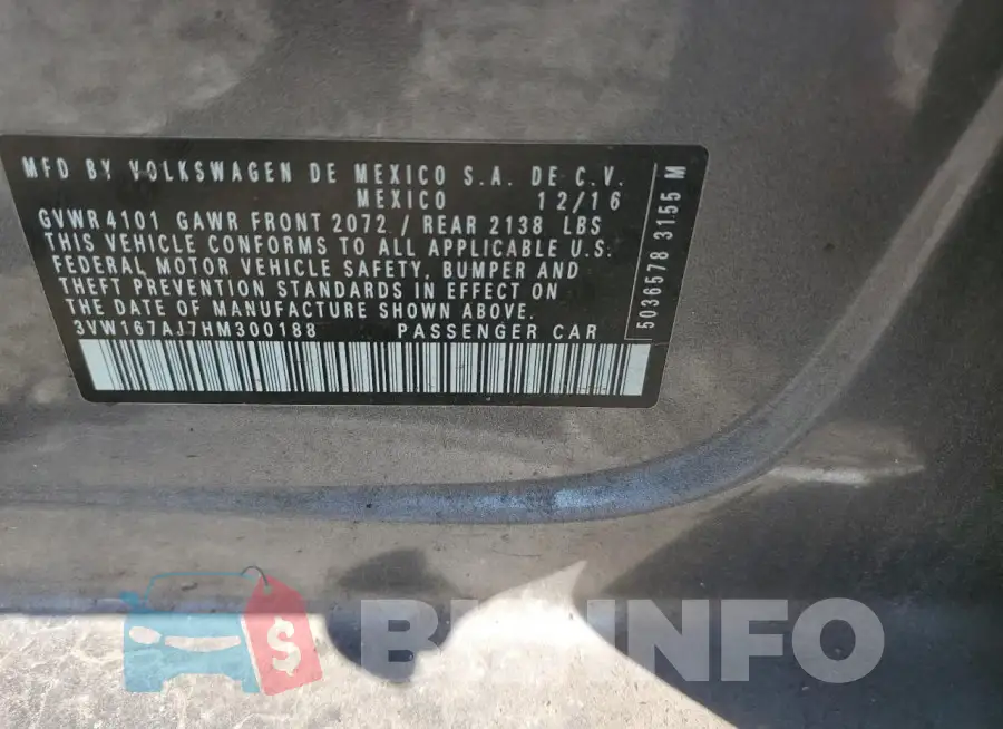 3VW167AJ7HM300188 Photo# 12