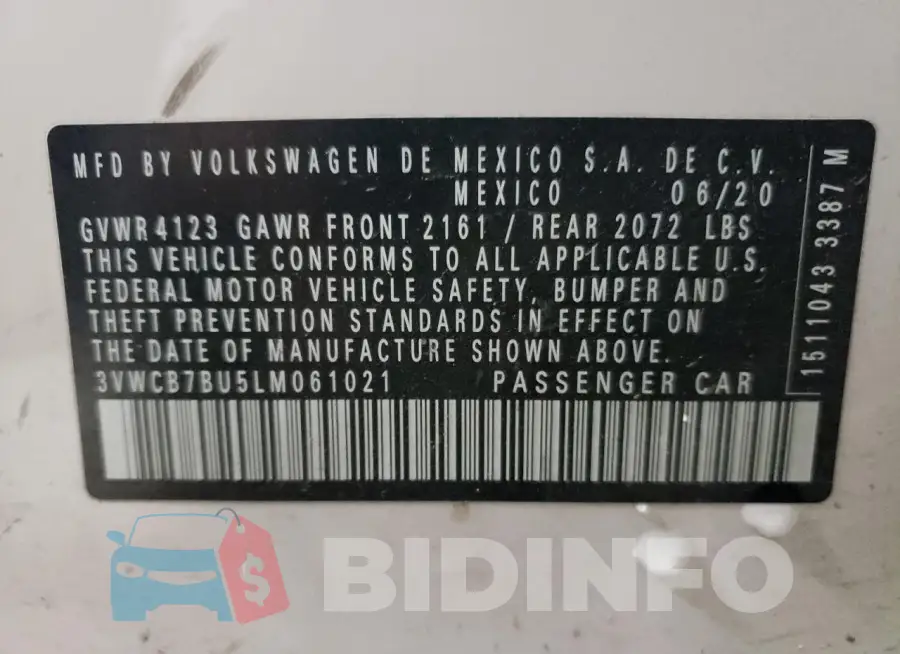 3VWCB7BU5LM061021 Photo# 12