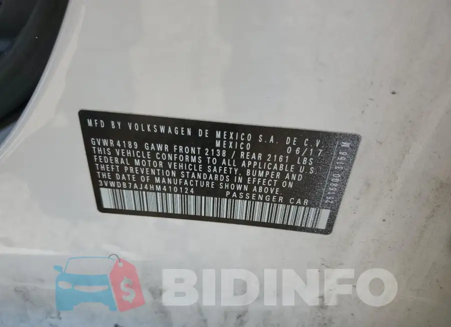 3VWDB7AJ4HM410124 Photo# 12