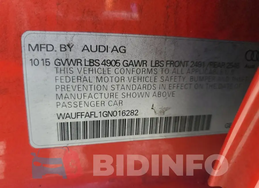 WAUFFAFL1GN016282 Photo# 12