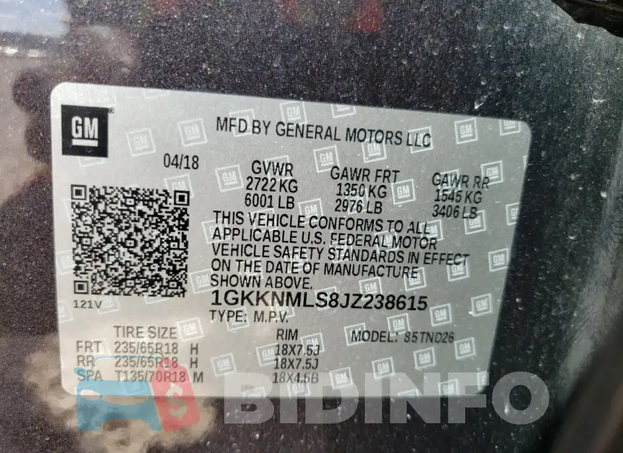 1GKKNMLS8JZ238615 Photo# 13