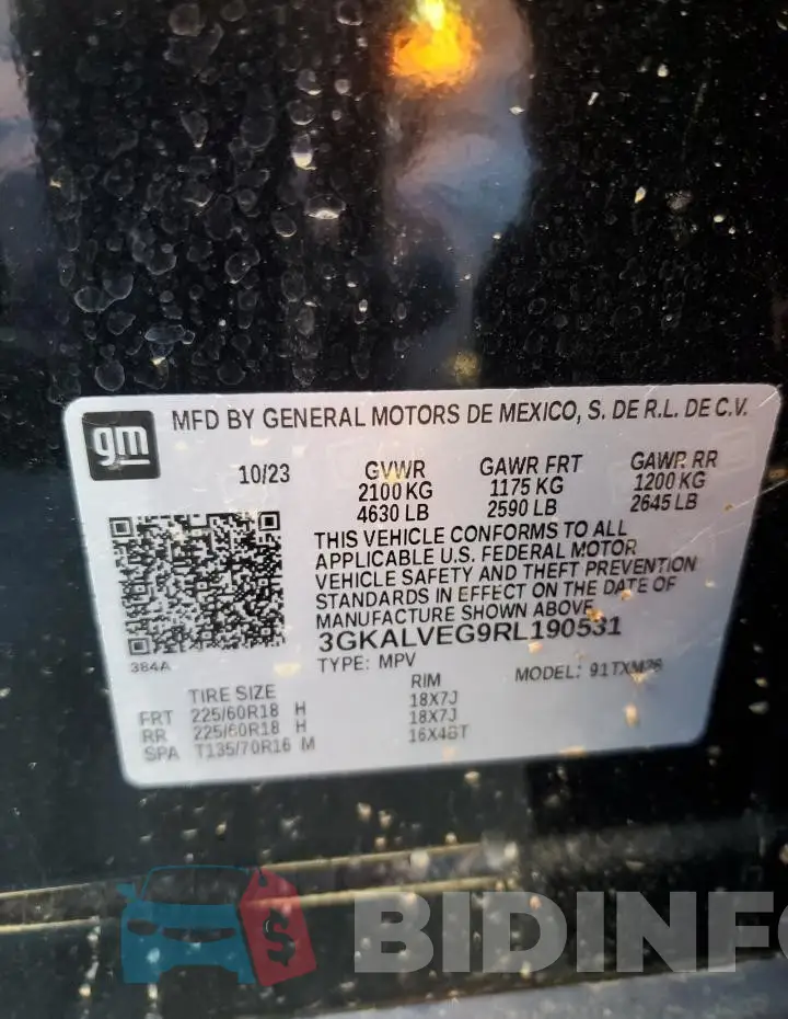3GKALVEG9RL190531 Photo# 14