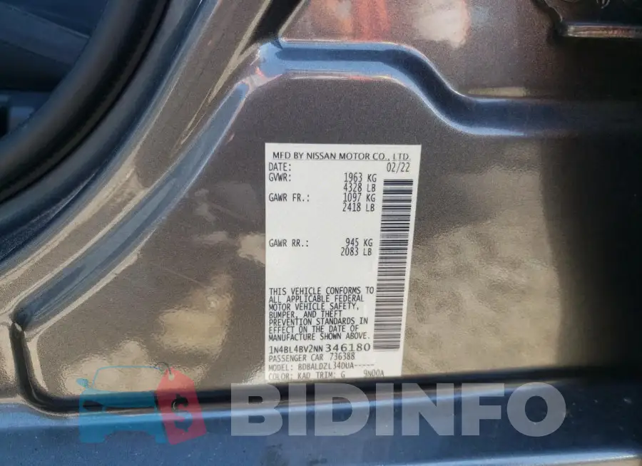 1N4BL4BV2NN346180 Photo# 12