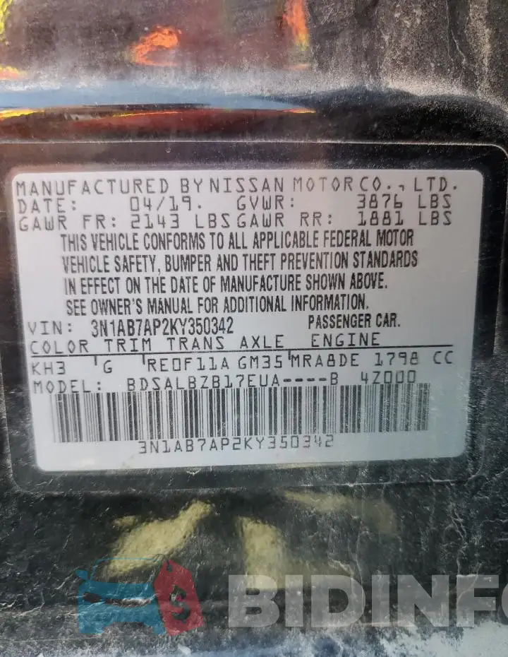 3N1AB7AP2KY350342 Photo# 12
