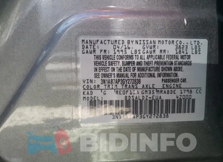 3N1AB7AP3GY272838 Photo# 12