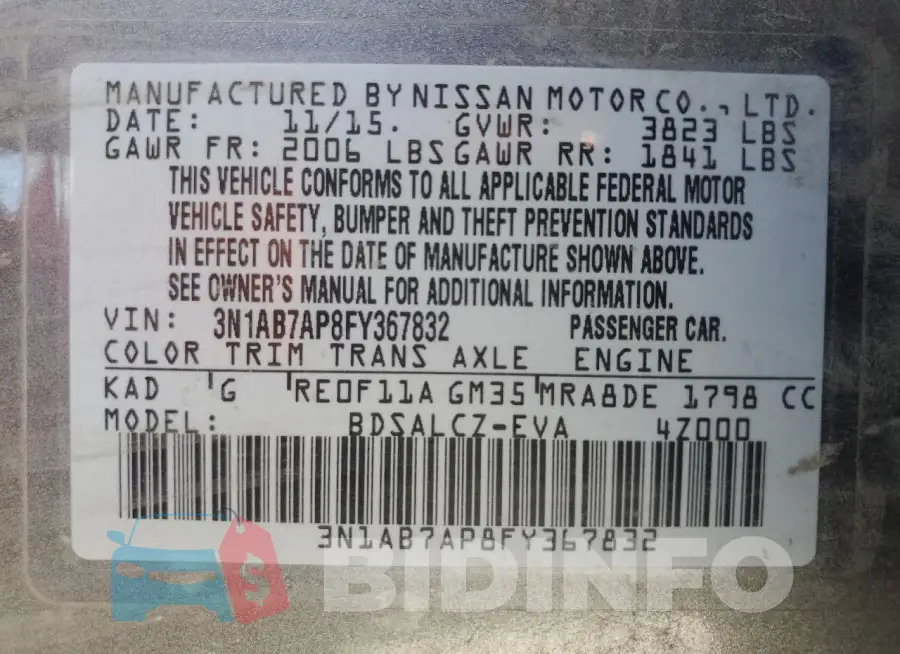 3N1AB7AP8FY367832 Photo# 13