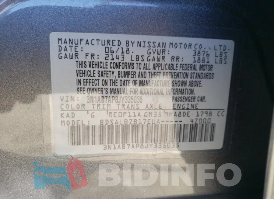 3N1AB7AP8JY335035 Photo# 13