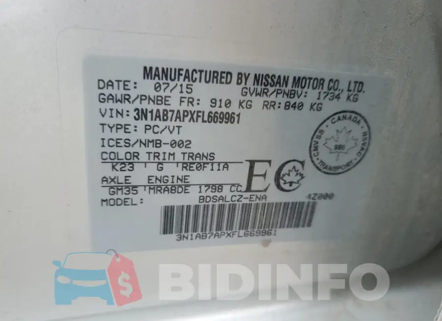 3N1AB7APXFL669961 Photo# 12