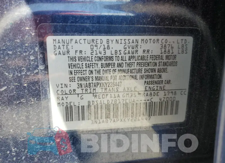 3N1AB7APXKY226447 Photo# 13