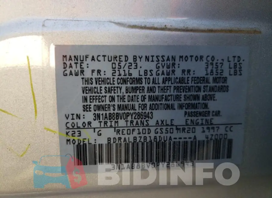 3N1AB8BV0PY286943 Photo# 12