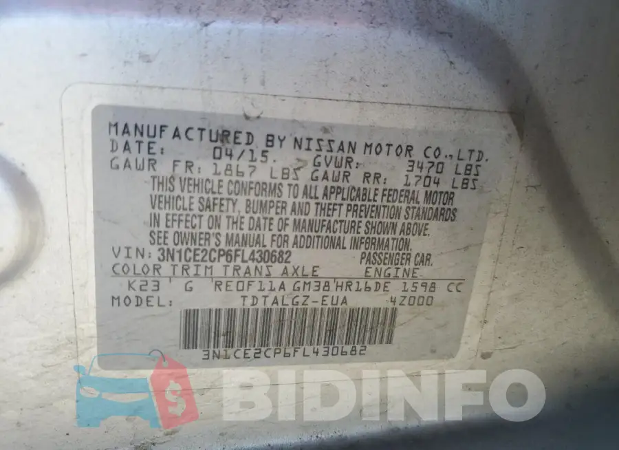 3N1CE2CP6FL430682 Photo# 12