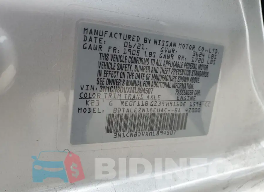 3N1CN8DVXML894507 Photo# 13