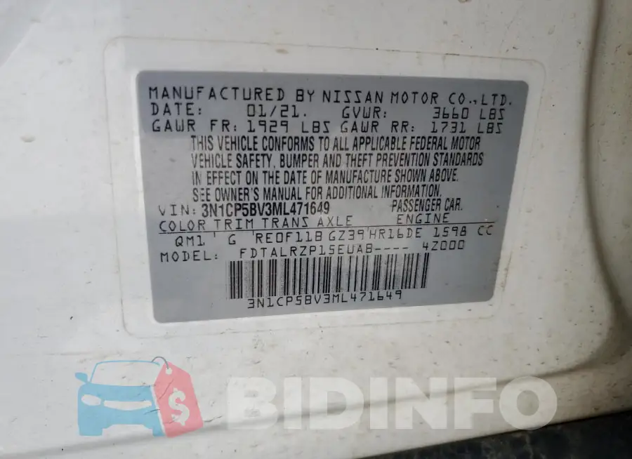 3N1CP5BV3ML471649 Photo# 12