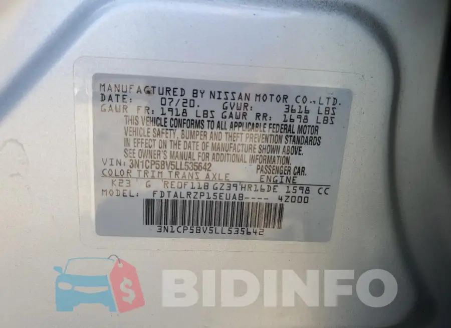 3N1CP5BV5LL535642 Photo# 13