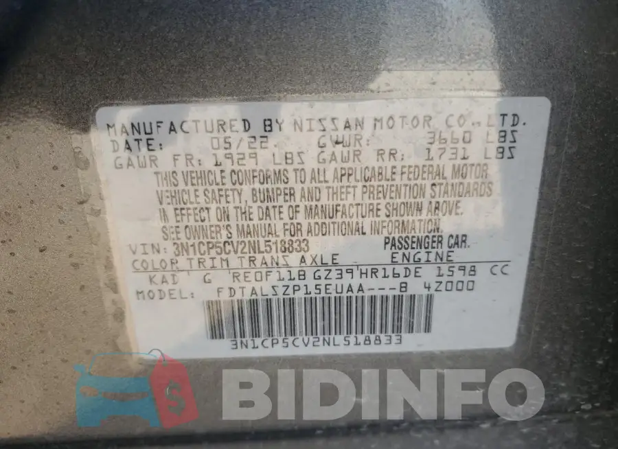 3N1CP5CV2NL518833 Photo# 13