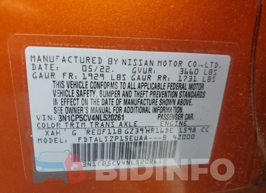 3N1CP5CV4NL520261 Photo# 13