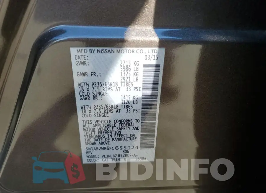 5N1AR2MM6FC655124 Photo# 14