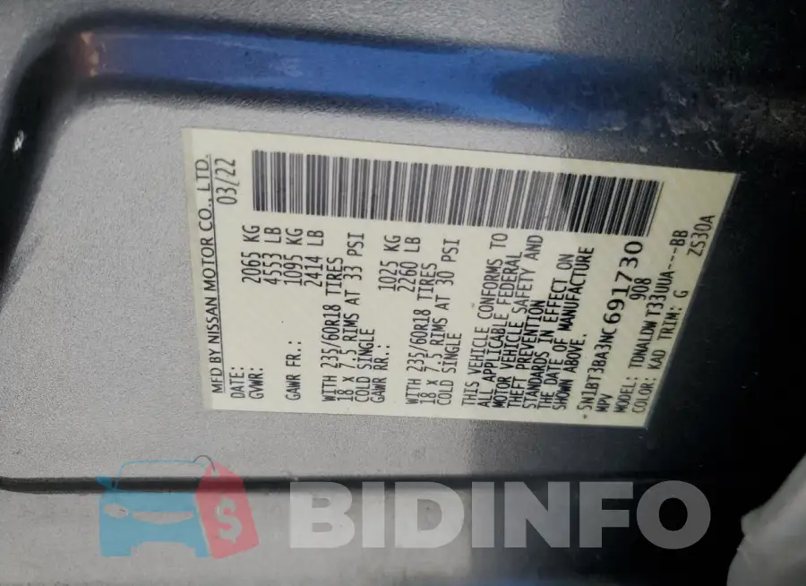 5N1BT3BA3NC691730 Photo# 13
