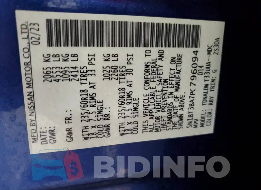 5N1BT3BA7PC796094 Photo# 14