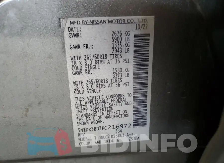 5N1DR3BD3PC216972 Photo# 13