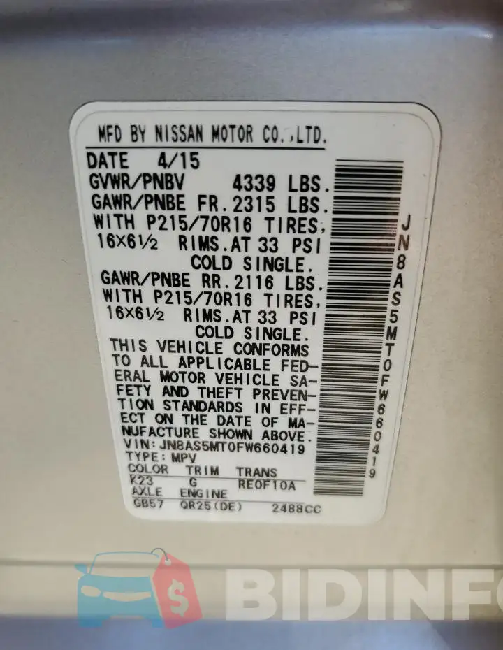 JN8AS5MT0FW660419 Photo# 12