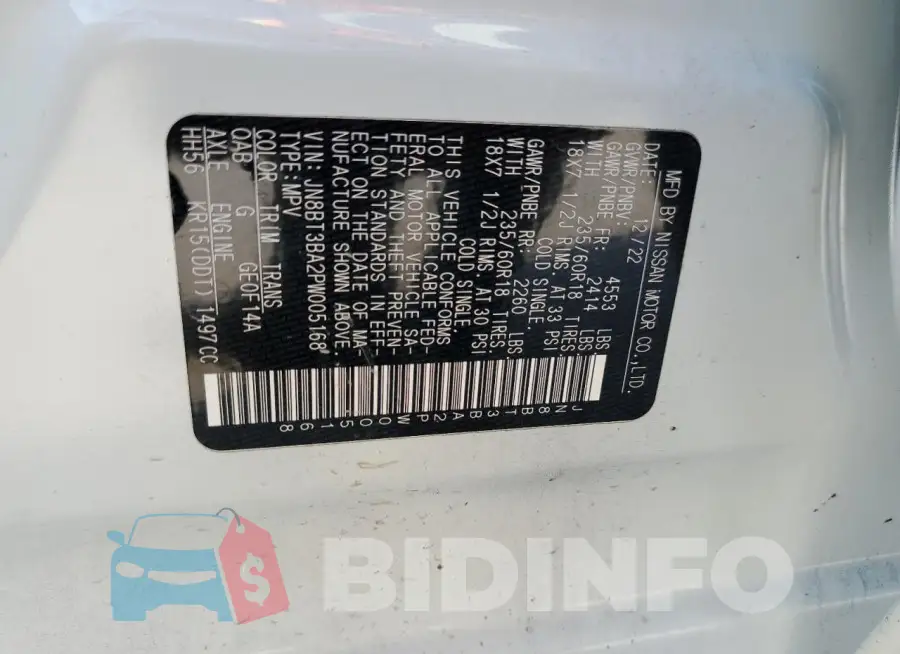 JN8BT3BA2PW005168 Photo# 14