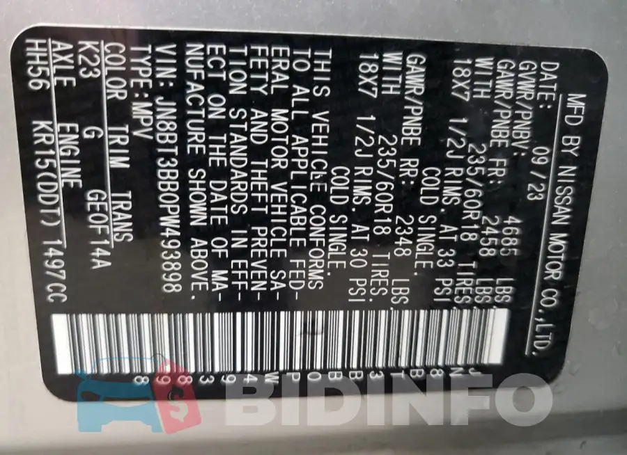 JN8BT3BB0PW493898 Photo# 14