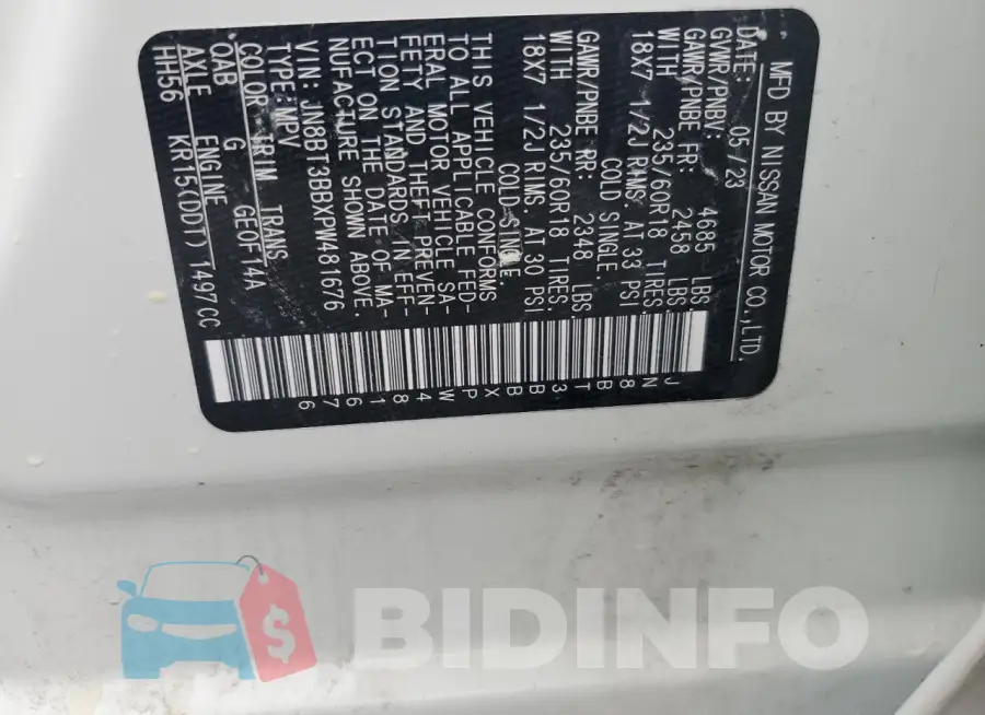 JN8BT3BBXPW481676 Photo# 12