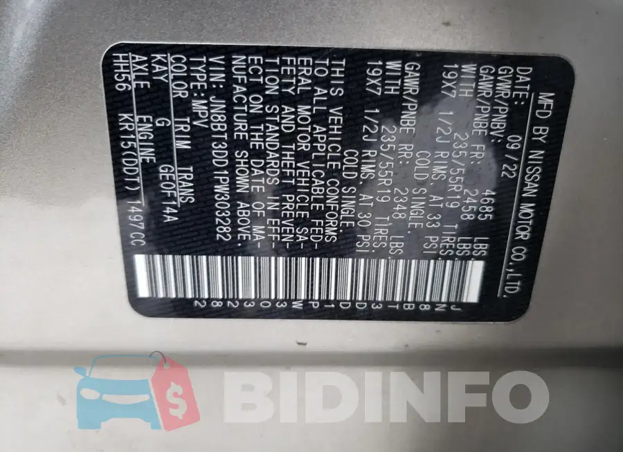 JN8BT3DD1PW303282 Photo# 14