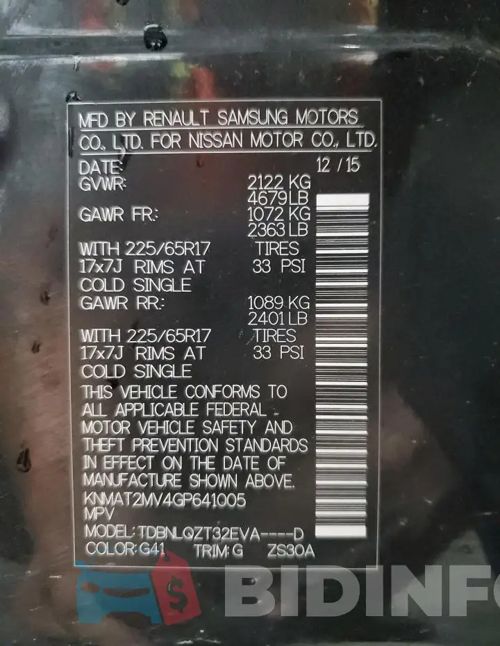 KNMAT2MV4GP641005 Photo# 14