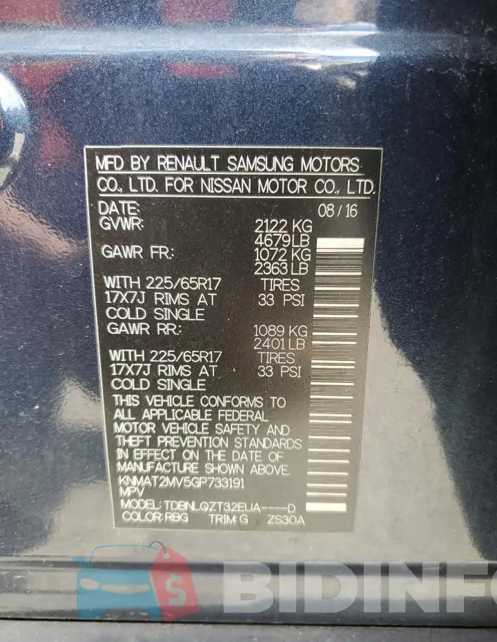 KNMAT2MV5GP733191 Photo# 13