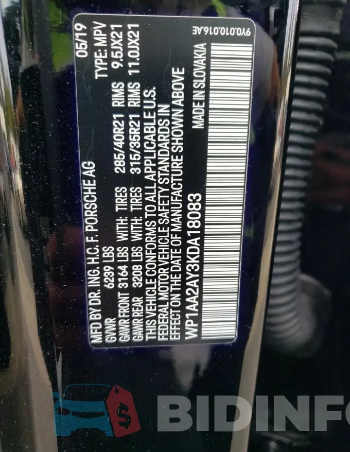 WP1AA2AY3KDA18083 Photo# 14