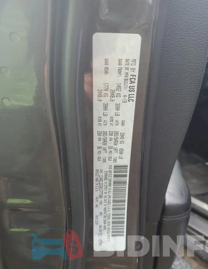 1C4RDJDG3KC777380 Photo# 14