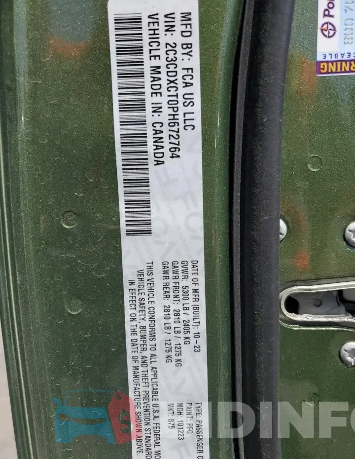 2C3CDXCT0PH672764 Photo# 13
