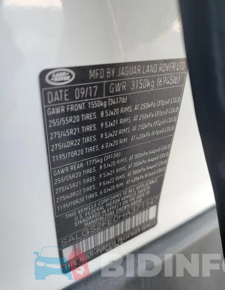 SALGS2FE0HA371147 Photo# 12