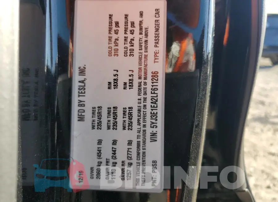 5YJ3E1EA2LF611286 Photo# 12