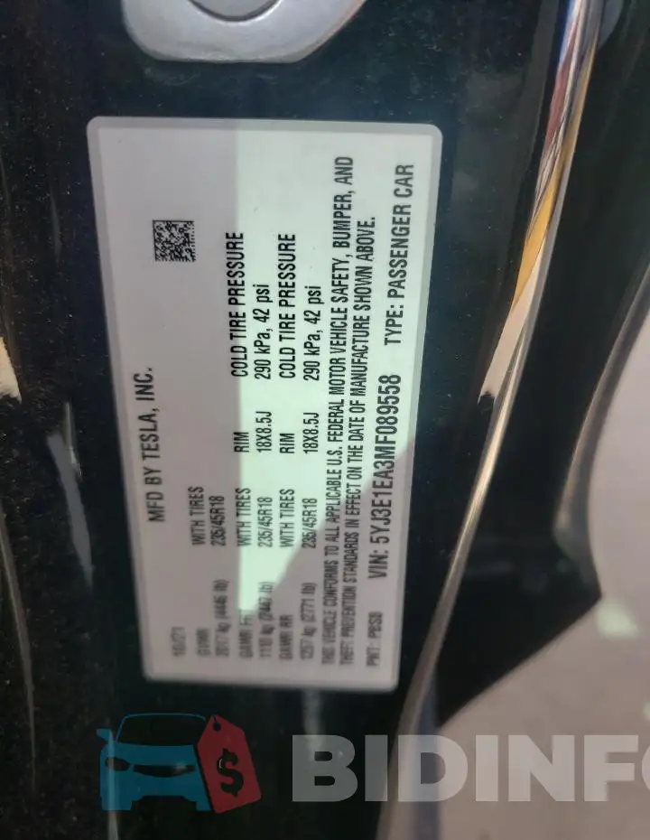 5YJ3E1EA3MF089558 Photo# 12