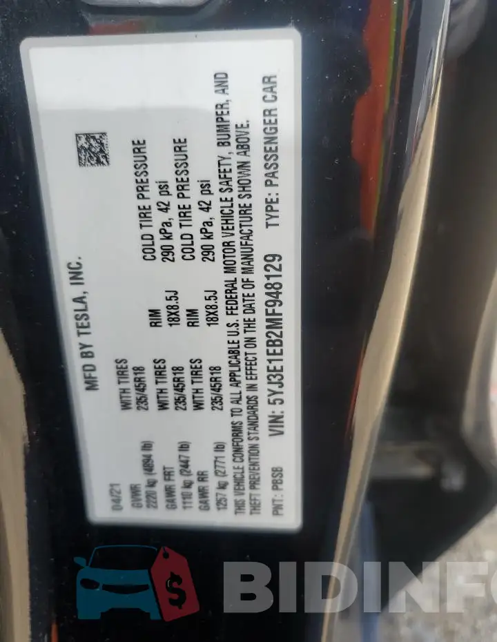 5YJ3E1EB2MF948129 Photo# 13